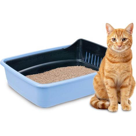 Bac Litière pour Chats 10, bac à litière hygiénique pour Chat avec Tamis Qui élimine la saleté pour Un Nettoyage Facile, 46,5 x 35,5 xh 11,5 cm., Couleurs Assorties (1/5)