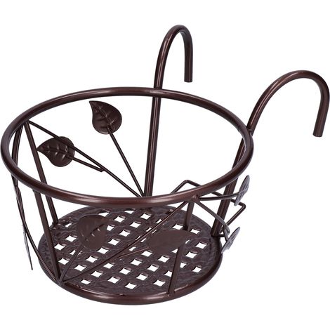 Jardinière Suspendue à Balustrade, Support de Plantes pour Balcon, Patio et Jardin, Lot de 2, Poteau de Garde-Corps, Finition Bronze, Contenants pour Rampes, Accroche-Pot Décoratif (1/5)
