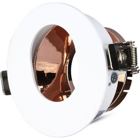 V-TAC VT-874 GU10-GU5.3 Beschlag Weiß+Roségold runde 15° verstellbarer ovales loch twist to open für LED Spotlights - SKU 3163 (1/5)