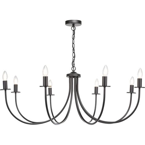 Dar Becca Suspension Becca à 8 lumières, bras articulés, noir mat (fixation uniquement) (1/5)