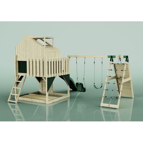 PolarPlay Spielturm Oscar aus Holz in GrünBabyschaukel (1/5)