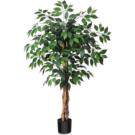 Künstlicher Ficusbaum 120 cm mit Naturholzstamm für Innen und Außen (1/5)