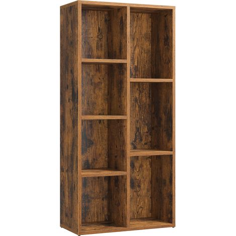 Vasagle – Bibliothèque cubique marron rustique – Étagère sur pied avec 7 compartiments – Dimensions 24 x 50 x 106 cm – Panneau d’aggloméré E1