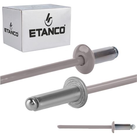 Remaches abiertos de aluminio de 3,2 x 8 mm, RAL 9007 (1/5)