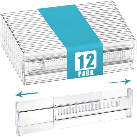 Organizzatori per cassetti, design espandibile, soluzione di archiviazione versatile, confezione da 12 pezzi (1/2)