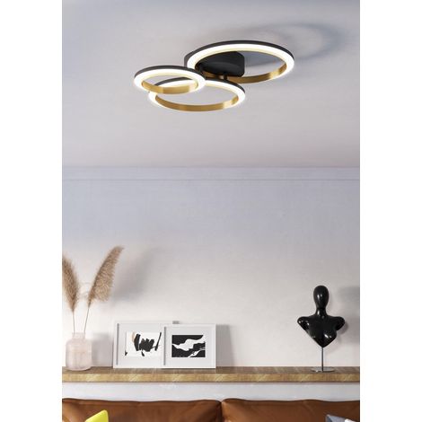 Lampe LED de plafond Calliera Rond - noir avec or - 901224 (1/3)