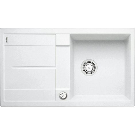 Évier de Cuisine Rectangulaire en Granit pour Meubles Bas de 50 cm de Large Égouttoir Intégré Blanc 513037 (1/5)