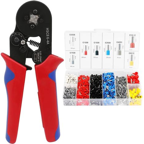 Pince à sertir auto‑ajustable HSC8 6‑4A + 1200 embouts, pour câbles 0,25‑10 mm² outil électricien bricolage (1/5)