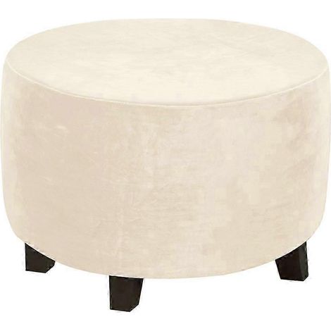 Runder Ottomanen-Überzug, Fußhocker-Überzug, Hocker-Ottomane-Überzug, Polyester-Beige (1/5)