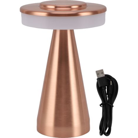 Ortviai Lampe de chevet LED portable avec touche tactile supérieure, 3 températures de couleur, batterie rechargeable, finition or rose (1/5)