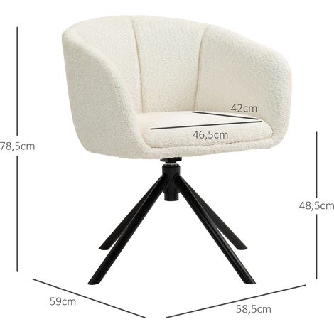Fauteuil, fauteuil rembourré avec coque d'assise confortable, pivotant, revêtement douillet, jusqu'à 120 kg, blanc crème (1/5)