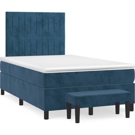 Cama box spring con colchón terciopelo azul oscuro 120x190 cm vidaXL (1/5)