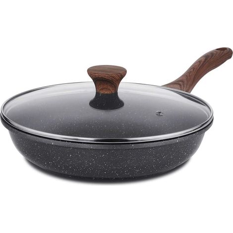 SENSARTE 28cm Antihaft Bratpfanne mit Deckel Schweizer Granit Beschichtung (1/5)