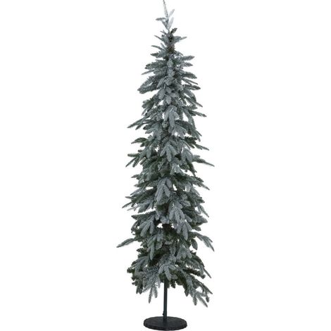 Slim Snowy Woodland Pre-Lit 200 Led Christmas Tree - Plastic - L91 x W91 x H210 cm - White