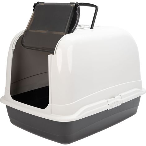 Ferplast MAXI BELLA CABRIO Box toilette pour chats de grande taille avec toit ouvrant.. Variante MAXI BELLA CABRIO - Misure: 50 x 65.5 x h 47 cm - Noir