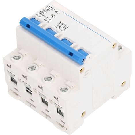 Disjoncteur differentiel miniature 4P sur rail DIN 400V 63A protection surcharge basse tension DZ47 63 D63 PA66 (1/5)