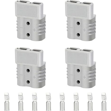 4 Pièces Anderson Connecteur Batterie 50A 600V 50Amp,Batterie Connexion Rapide Prise Universelle,avec Cosses en Cuivre Plaqué Argent,Accessoires Modulaires de Raccordement pour Voiture Moto (1/5)