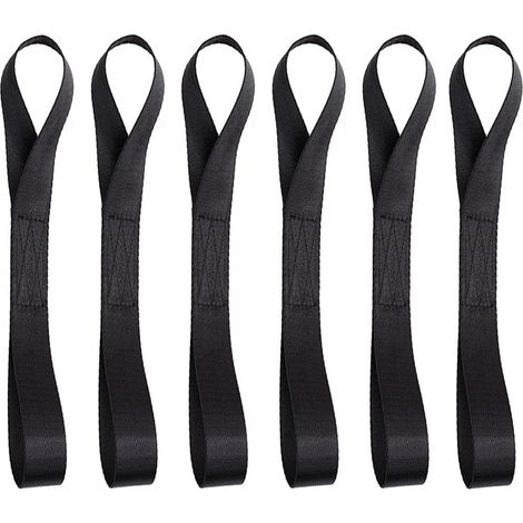 Lot de 6 sangles de serrage de 200 x 25 mm, capacité de charge 500 kg, sangle de serrage, boucle de serrage, boucle de sangle, pour le transport de motos, vélos, motos de plage, Noir (1/5)