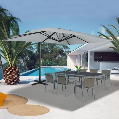 360 CALVI deportado parasol giratorio gris claro 3x4 M con funda