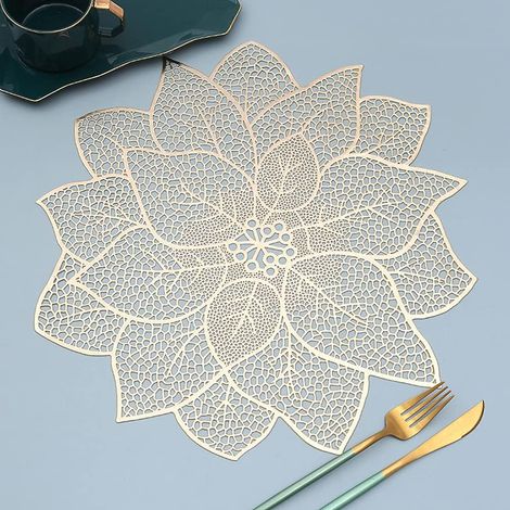 Lot de 4 sets de table Lotus en PVC imperméable et résistant à l'huile - Lot de 4 D (1/4)