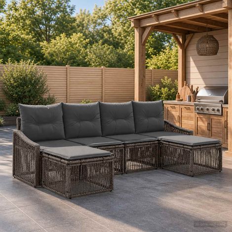 Set Divano da Giardino 6 pcs Grigio polyrattan vidaXL (1/5)