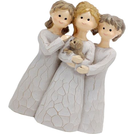 Figura de resina de ángel para decoración del hogar y la oficina – estatua de tres hermanas ángeles – regalo de amistad – altura 8 cm (1/5)