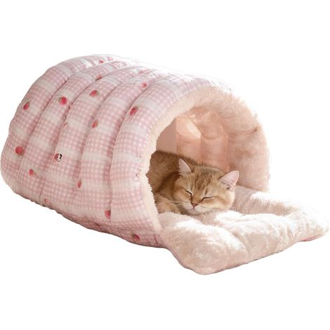 Panier À Chat Couvert Caverne De Sommeil Amovible Et Lavable Lit Maison À Chat Partiellement Fermé Pour La Maison La Chambre Le Balcon L'Appartement La Détente En Intérieur Le Repos (1/5)