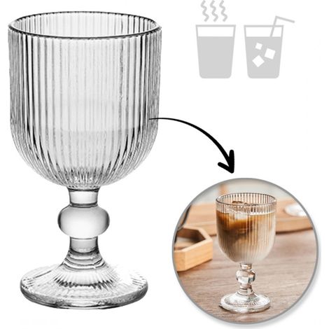 Tasse cannelée ECARLA, verre pour café et desserts, 255 ml, avec pied, SZK160 (1/2)