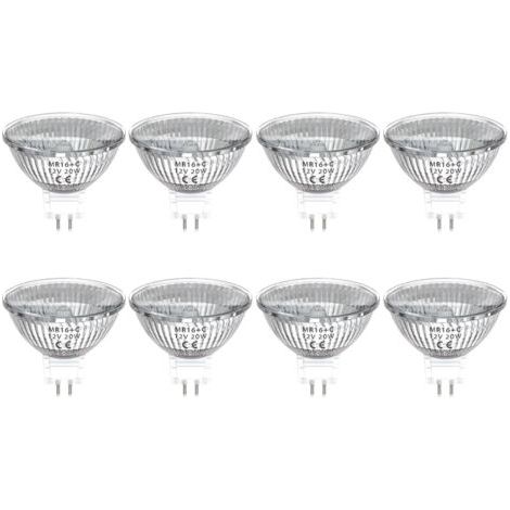 NALOOKAMIC Ampoule Halogène MR16 GU5.3 20W Dimmable, 12V MR16 GU5.3 Spot Angle de Faisceau de 30 Degrés Lampe Halogène MR16 Blanc Chaud 2800K, Lot de 8 [Classe énergétique G] (1/5)