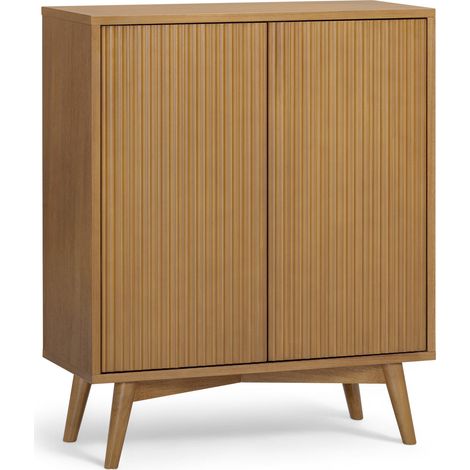 Teamson Home Tremolo Accent Cabinet with Fluted Doors, Adjustable Shelves and Contemporary Living Room Storage, Natural Finish (1/5)