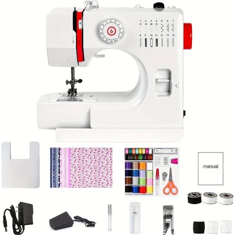 Machine a Coudre Enfant Debutant, Machine à Coudre Professionnelle, Machine a Coudre Portable avec 14 Points Différents, Avec Kit Couture et Pédales