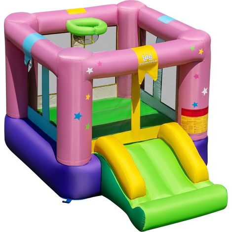 Castello gonfiabile con scivolo, canestro da basket, kit di riparazione (1/5)