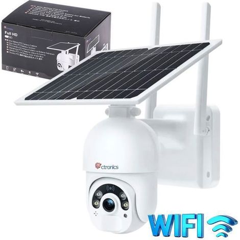 Ctronics Caméra Surveillance Solaire Extérieure 2K 3MP, Panneau 6W, PTZ Motorisé, Vision Nocturne Couleur 25m (1/5)