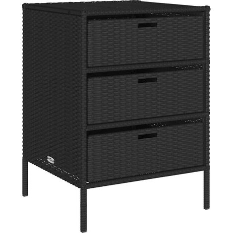 Garden Storage Cabinet Black 55x59x80 cm Poly Rattan vidaXL