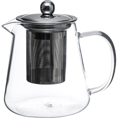 Teekanne mit Filtereinsatz, Glas, transparent, großer Teebereiter (1/5)
