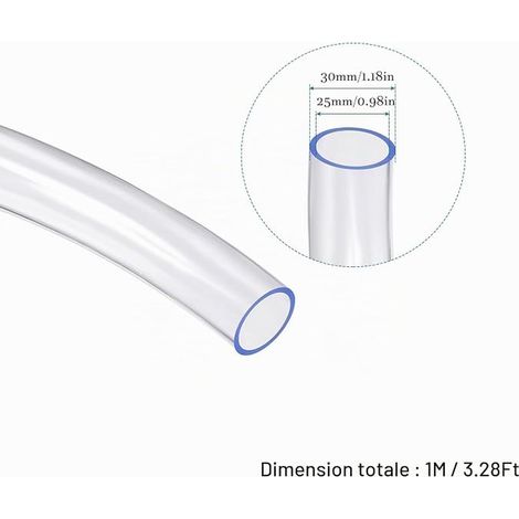 QUARKZMAN 25mm x 30mm 3Pi Transparent Vinyle Tube Élastique Flexible Tuyau