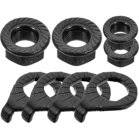 Écrous D’essieu pour Vélos Noirs en Fer, Kit 1 Set Bride de Fixation Anti-glissement, Résistance à Rouille, Accessoires Inclus pour Roue Avant et Arrière, Fourche et Capuchons (1/5)