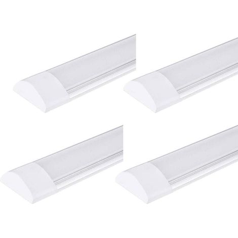 Réglette LED 30cm - Lot de 4 - Aluminium et PC - Éclairage 1200LM 4000K - Pour Bureau Garage Atelier - Blanc Neutre (1/5)