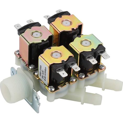 Électrovanne électrique, DC 12V DN20 G3/4 "1 en 4 vannes électromagnétiques en plastique vanne de vidange d'eau normalement fermée (1/5)