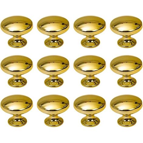 Runde Türknöpfe, Schubladenknöpfe, 30 mm, Schubladengriffe mit Schrauben für Schrank, Schreibtisch, Nachttisch, Bücherregal, Möbel, 12 Stück, Gold