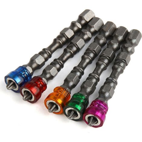 Porte-embout de visseuse Lot de 5,embouts de tournevis magnétiques en acier chromé pour cloison sèche 65 x 40 mm (1/4)