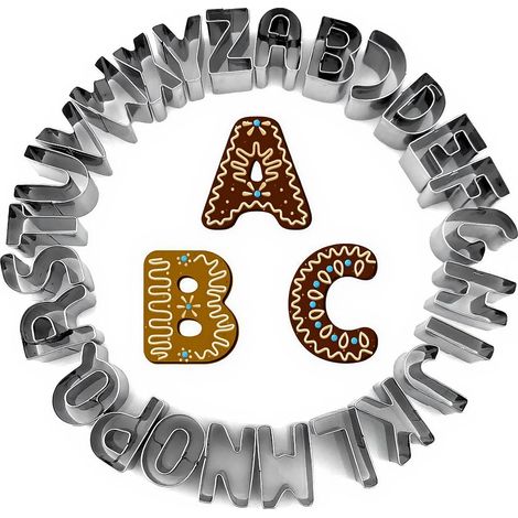 26 Pcs Alphabet Cookie Cutters Stainless Steel Alphabet Cookie Cutters A-B Letter Cutters for Biscuit Pastry Cake Fondant DIY (1/5)
