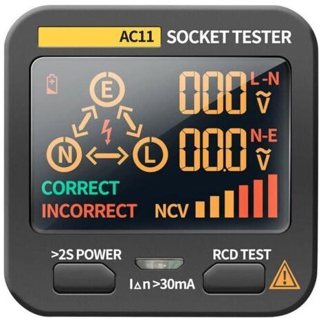 AC11 Écran LED Multifonction Prise Testeur de Phase Mètre Détecteur de Polarité de Phase 0.1V 250V AC Mesure de la Tension Zéro Identification du Fil de Feu (1/5)