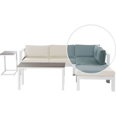 Ensemble Salon de Jardin 5 places en Blanc avec Coussins Beige Vert Messina (1/5)