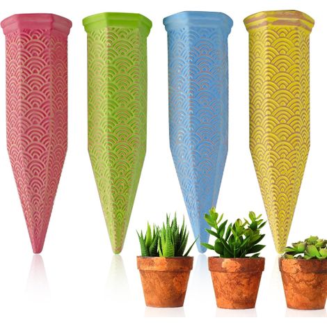 Oyas a Planter Terre Cuite, 4 Pièces Arrosage Goutte à Goutte Ollas Terre Cuite Arrosage Automatique Plantes Irrigation Goutte a Goutte Bouteille pour Jardin Maison Intérieur Extérieur (1/5)