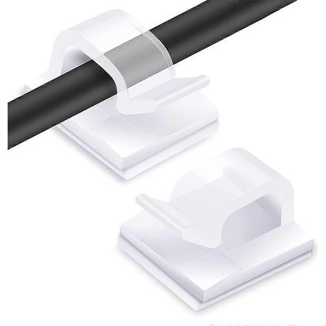 Lot de 60 attaches de câbles adhésives transparentes, pour le rangement et la gestion des câbles électriques. (1/5)