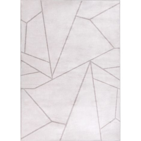 Alfombra elegante 140 x 200 cm de tela motivo geométrico sala de estar dormitorio apto para calefacción por suelo radiante base antideslizante beige claro Posof