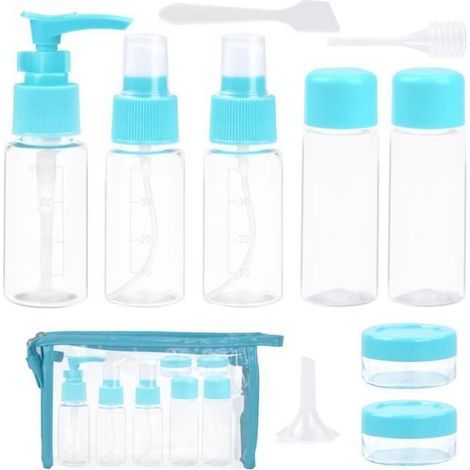 10Pcs Bouteille de Voyage Flacon Voyage Transparent Flacon Vides pour Cosmétiques Liquides avec Sacs de Rangement (1/4)