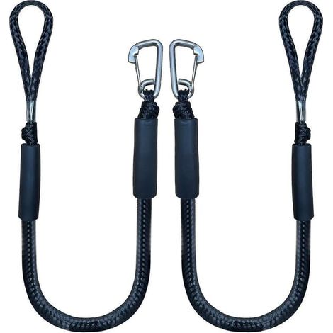Corde d'amarrage élastique avec crochet, noire, lot de 2, 1,2 mètre (1/5)