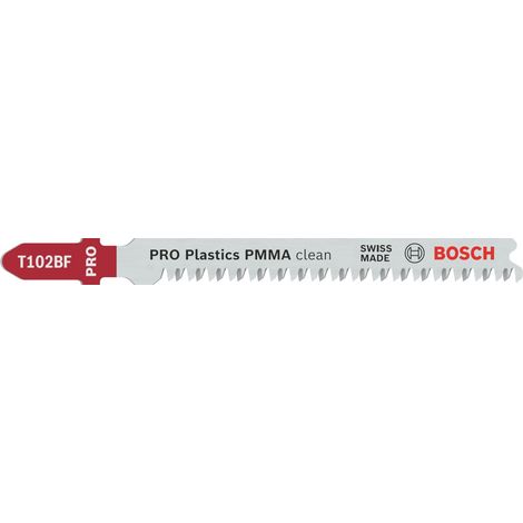 Kit de Lames 3 Pièces T 102 BF Clean pour PMMA (Plexiglas, Plastique, Emmanchement à Deux Dents, Accessoire pour Scie Sauteuse) 2608636780 Argent (1/5)